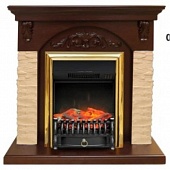 Каминокомплект Royal Flame Bern крупный сланец (темный дуб)+Fobos FX Brass